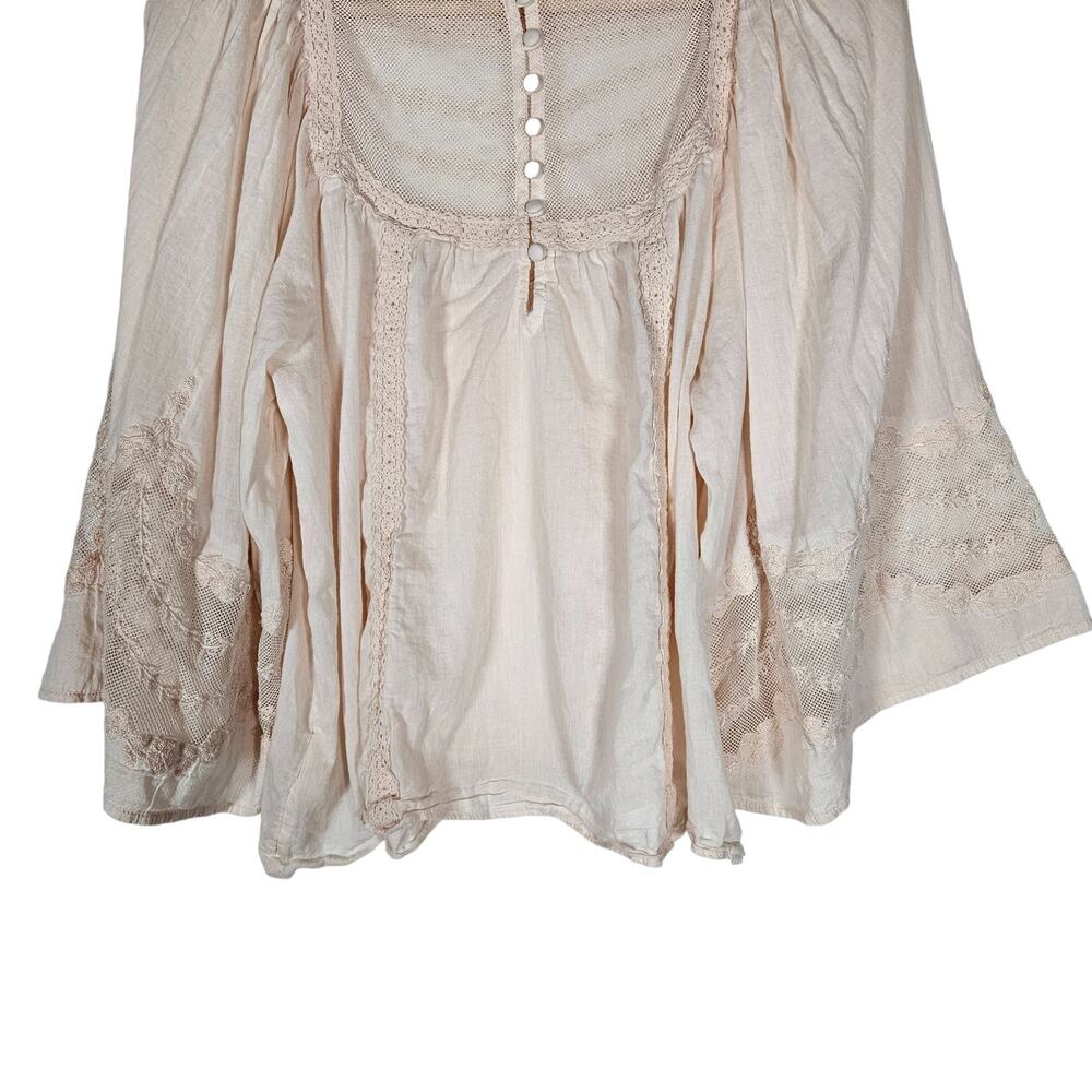Anthropologie Crochet-Trim Peasant Top in Blush - Picture 11 of 13